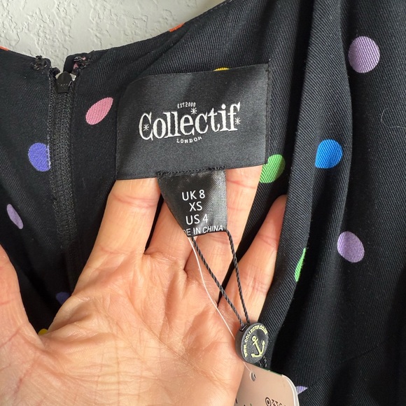 NWT Collectif the Thelma retro rainbow polka dot jumpsuit Sz 4 - Picture 8 of 16